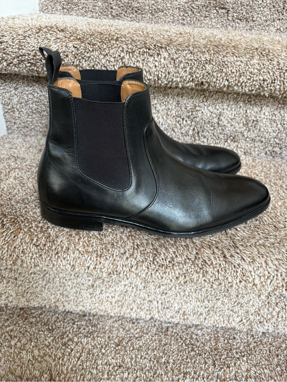 Boss Hugo Boss Men's Black Leather Slip-On Dress Boots